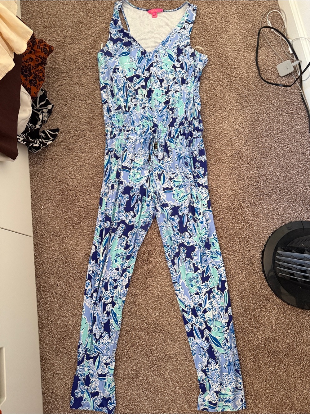Lilly Pulitzer Blue & Aqua Paisley Print Jumpsuit